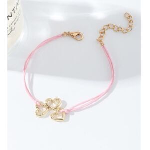 Pink Rope Hearts Bracelet